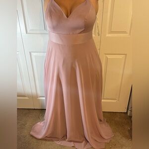 Davids bridal dress, dusty rose, with satin waist band